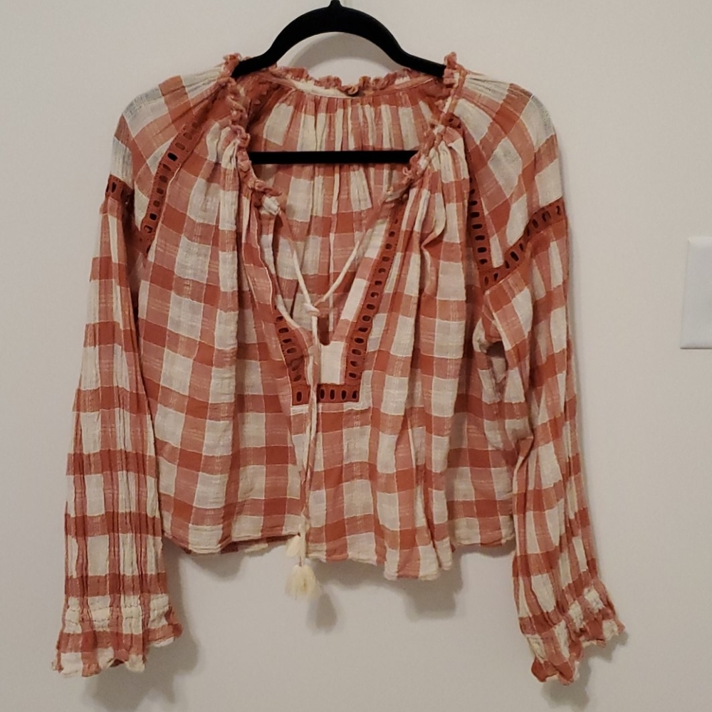 Free People Checkered Top
